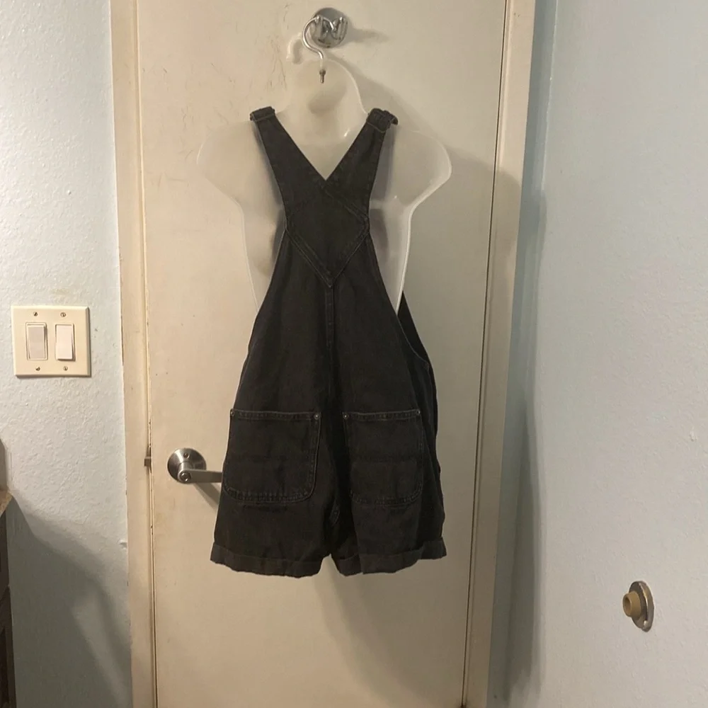 Old Navy Black Slouchy Non Stretch Denim Overalls Size S - Picture 3 of 11
